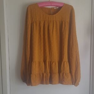 Tea n Rose Mustard Blouse with Long Sleeves